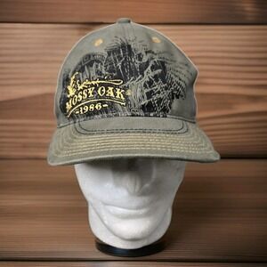 Mossy Oak Hat Cap Youth Green Fitted‎ Stretch Embroidered Logo Signatures